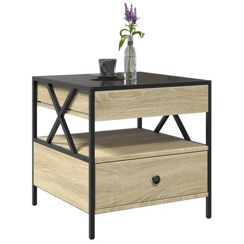 Sofabord med Infinity LED-lys 50x50x51 cm sonoma-eg
