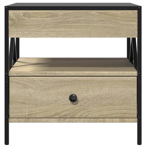 Sofabord med Infinity LED-lys 50x50x51 cm sonoma-eg