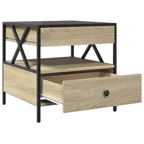 Sofabord med Infinity LED-lys 50x50x51 cm sonoma-eg