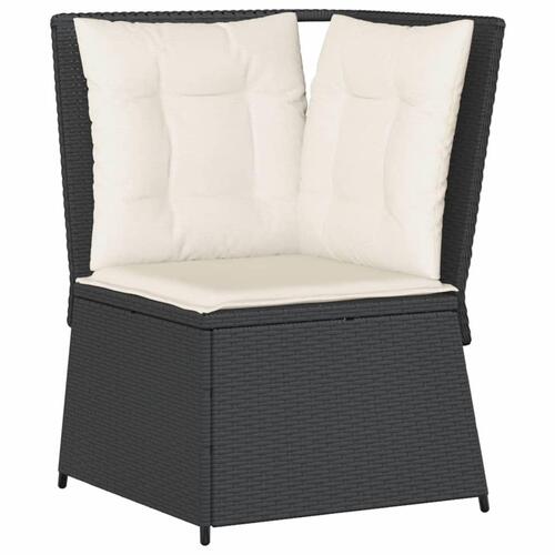 Hjørnemodul til havesofa med hynder polyrattan sort