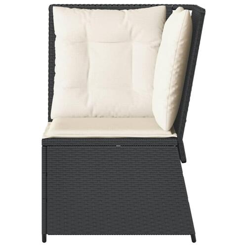 Hjørnemodul til havesofa med hynder polyrattan sort
