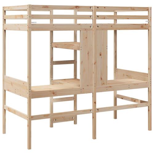 Højseng med skrivebord og hylder 90x200 cm massivt fyrretræ