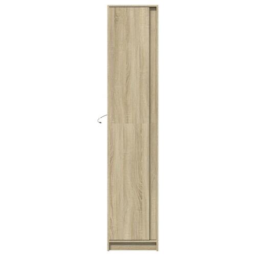Skab med LED-lys 41,5x32,5x200 cm konstrueret træ sonoma-eg