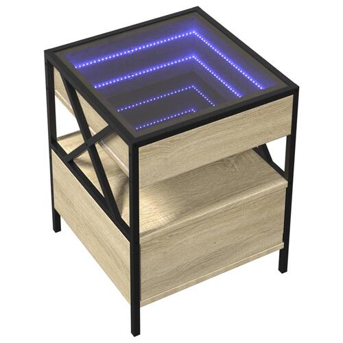 Sofabord med Infinity LED-lys 40x40x51 cm sonoma-eg