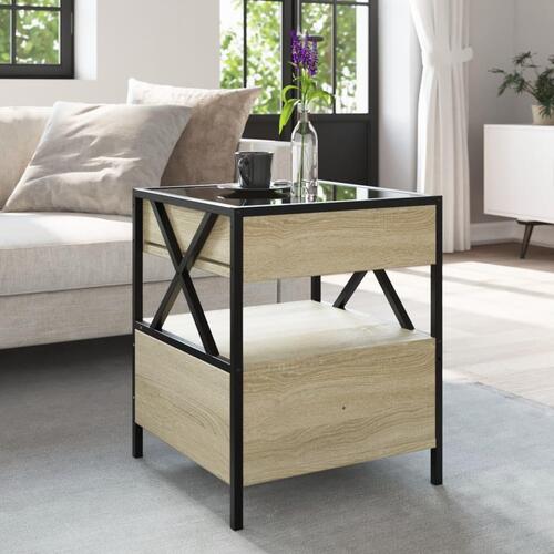 Sofabord med Infinity LED-lys 40x40x51 cm sonoma-eg