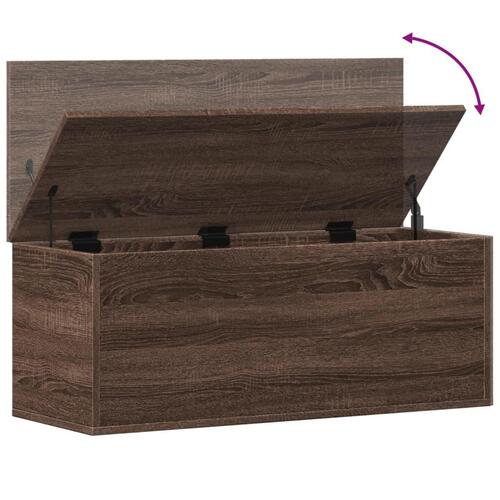 Opbevaringsboks 90x35x35 cm konstrueret træ brun egetræsfarve