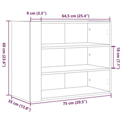 Vægskab 75x35x60 cm konstrueret træ sort