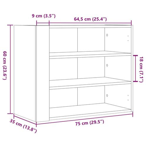 Vægskab 75x35x60 cm konstrueret træ røget egetræsfarve