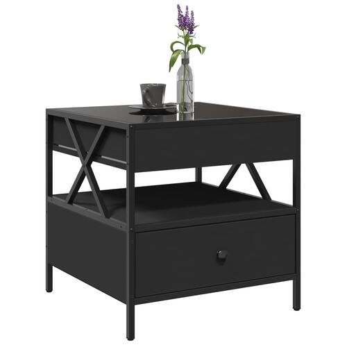Sofabord med Infinity LED-lys 50x50x51 cm sort