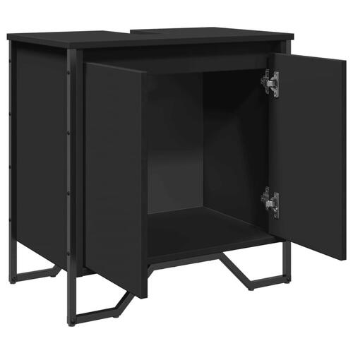 Underskab til håndvask 60x35x60 cm konstrueret træ sort