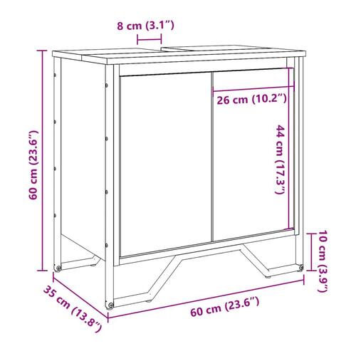 Underskab til håndvask 60x35x60 cm konstrueret træ sort