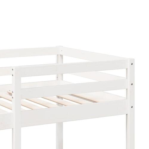 Højseng m. skrivebord og hylder 90x200 cm massivt fyrretræ hvid