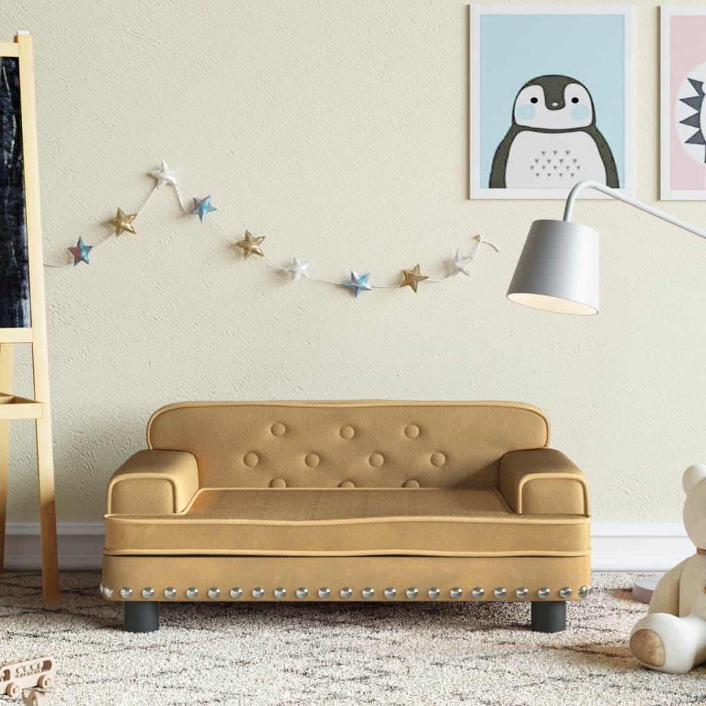 Sofa til børn 70x45x30 cm fløjl brun