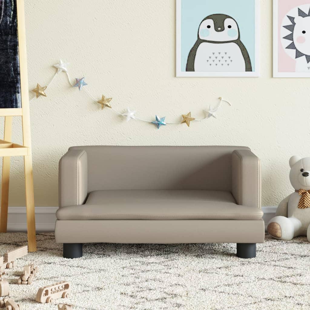 Sofa til børn 60x40x30 cm kunstlæder cappuccinofarvet