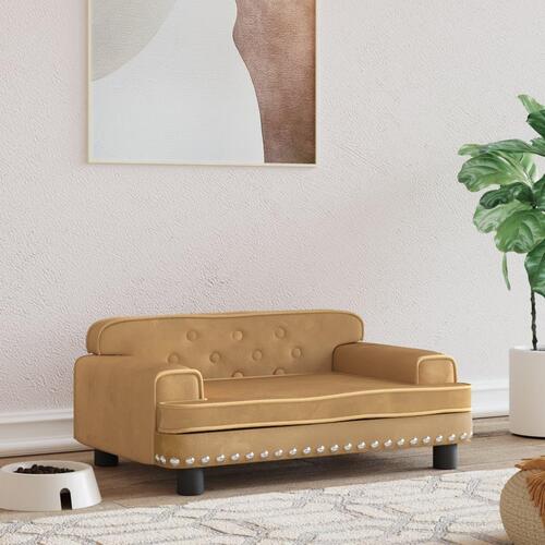 Hundeseng 70x45x30 cm velour brun