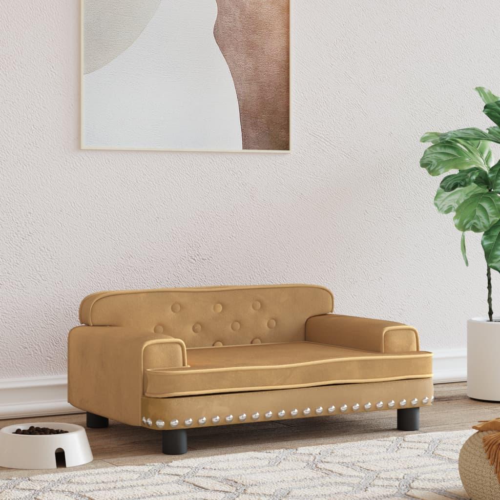 Hundeseng 70x45x30 cm velour brun