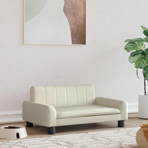 Hundeseng 70x45x30 cm kunstlæder cremefarvet
