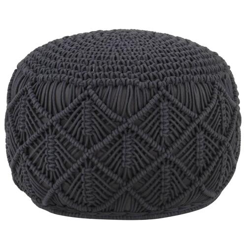 Håndlavet macramépuf 45x30 cm bomuld antracitgrå