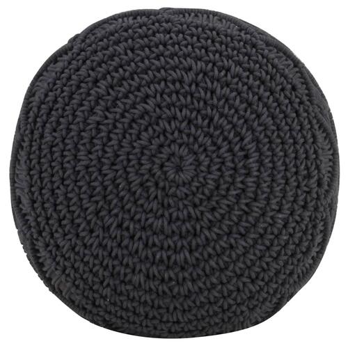 Håndlavet macramépuf 45x30 cm bomuld antracitgrå