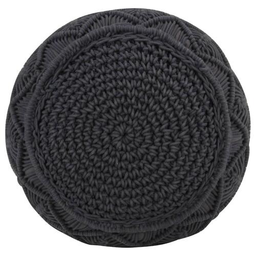 Håndlavet macramépuf 45x30 cm bomuld antracitgrå