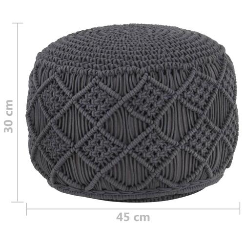 Håndlavet macramépuf 45x30 cm bomuld antracitgrå
