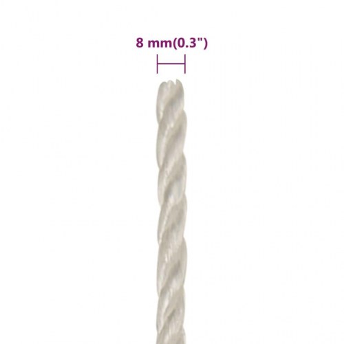 Arbejdsreb 8 mm - 500 m polypropylen, hvid