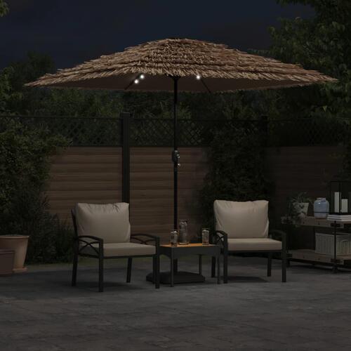 Haveparasol med LED-lys og stålstang 248x248x248 cm brun