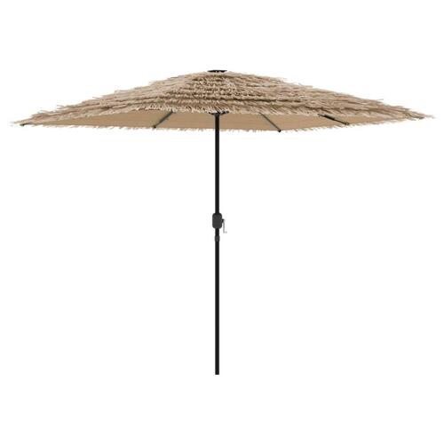 Haveparasol med LED-lys og stålstang 248x248x248 cm brun