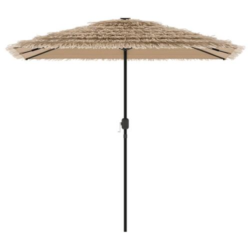 Haveparasol med LED-lys og stålstang 248x248x248 cm brun
