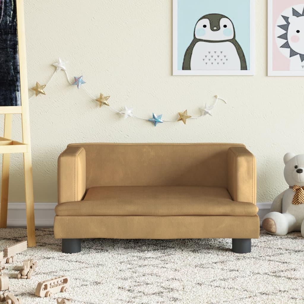 Sofa til børn 60x40x30 cm velour brun