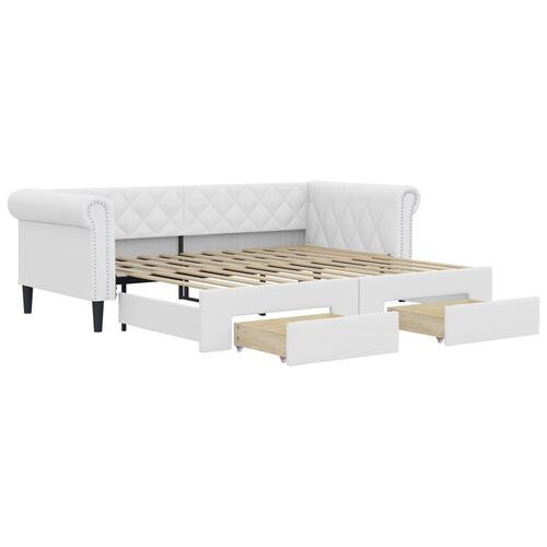 Daybed med udtræk og skuffer 90x200 cm kunstlæder hvid