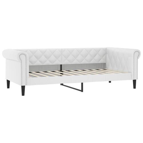 Daybed med udtræk og skuffer 90x200 cm kunstlæder hvid