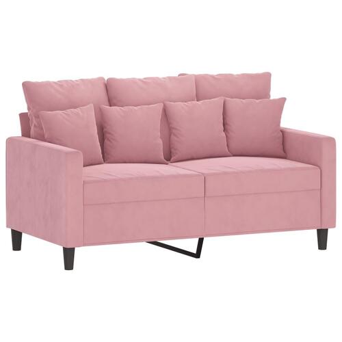 2 personers sofa med hynder velour lyserød