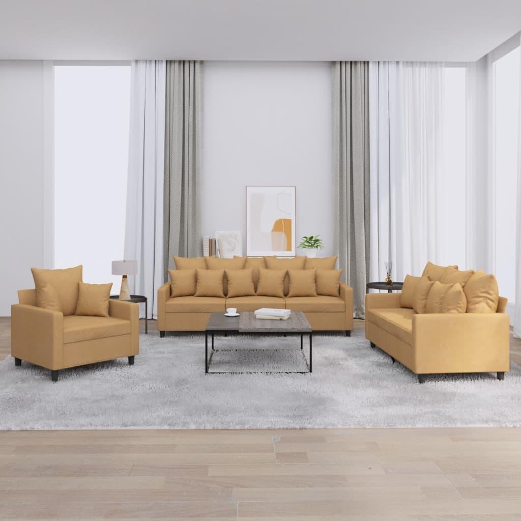 3 personers sofa med hynder velour brun