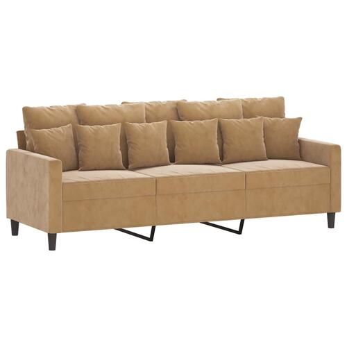 3 personers sofa med hynder velour brun