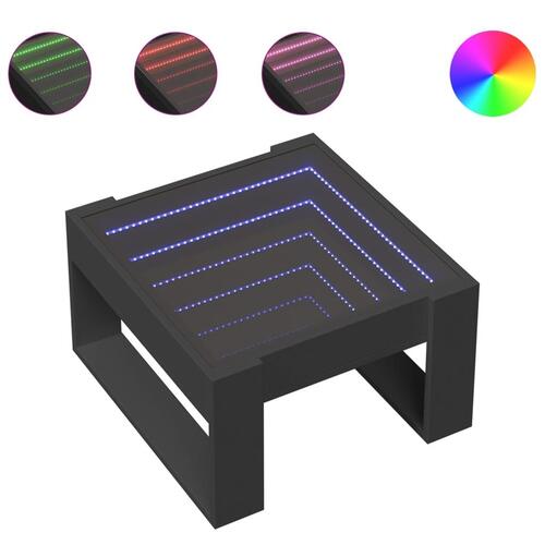 Sofabord med Infinity LED-lys 50x53x30 cm sort