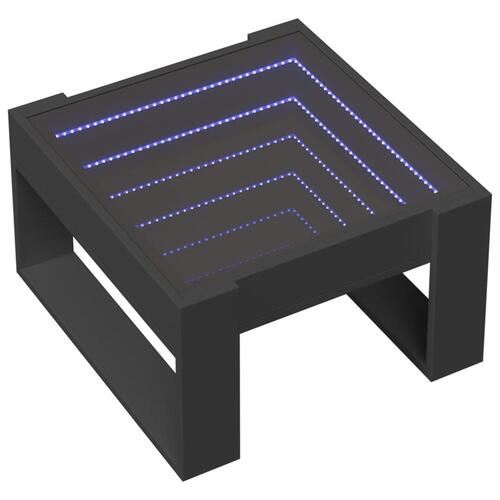 Sofabord med Infinity LED-lys 50x53x30 cm sort