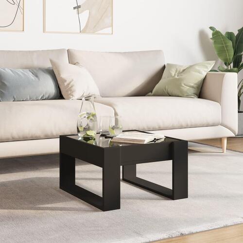 Sofabord med Infinity LED-lys 50x53x30 cm sort