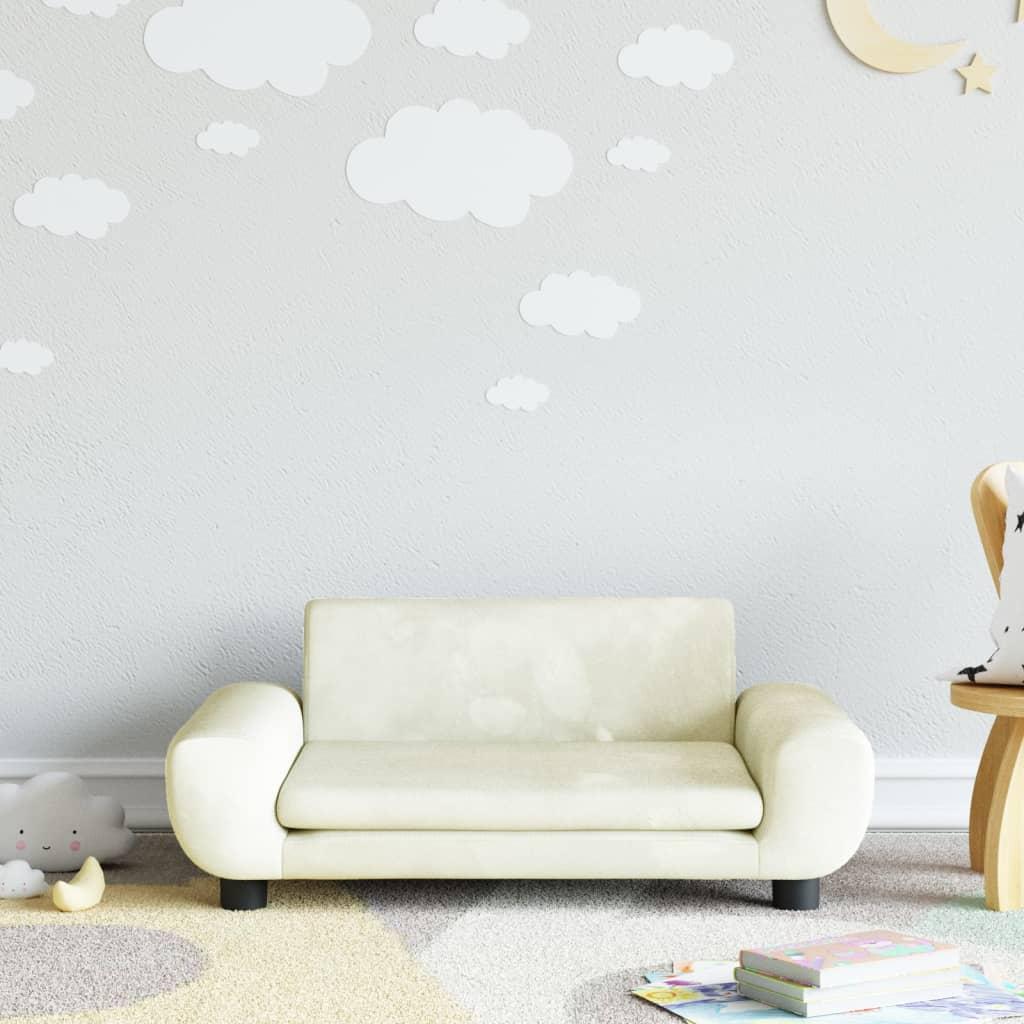 Sofa til børn 70x45x33 cm velour cremefarvet