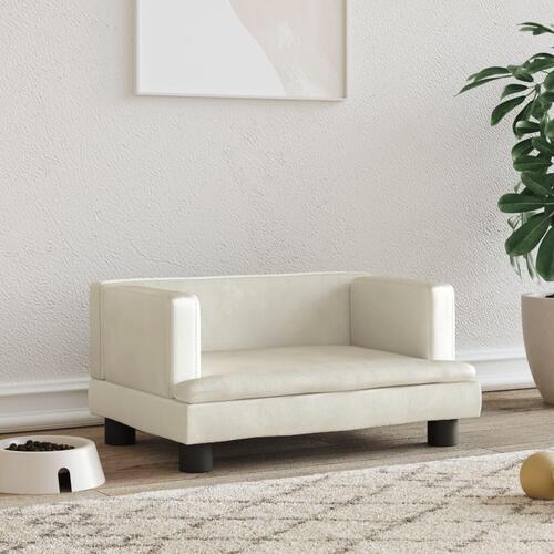 Hundeseng 60x40x30 cm velour cremefarvet