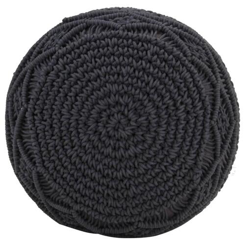 Håndlavet macramépuf 45x30 cm bomuld antracitgrå