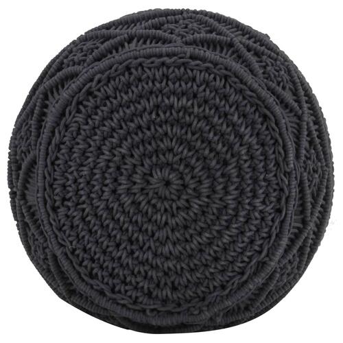 Håndlavet macramépuf 45x30 cm bomuld antracitgrå