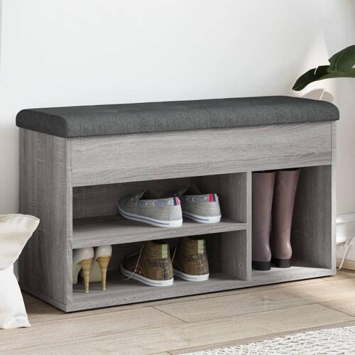 Skobænk 82x32x45,5 cm konstrueret træ grå sonoma-eg