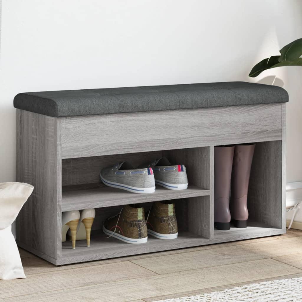 Skobænk 82x32x45,5 cm konstrueret træ grå sonoma-eg