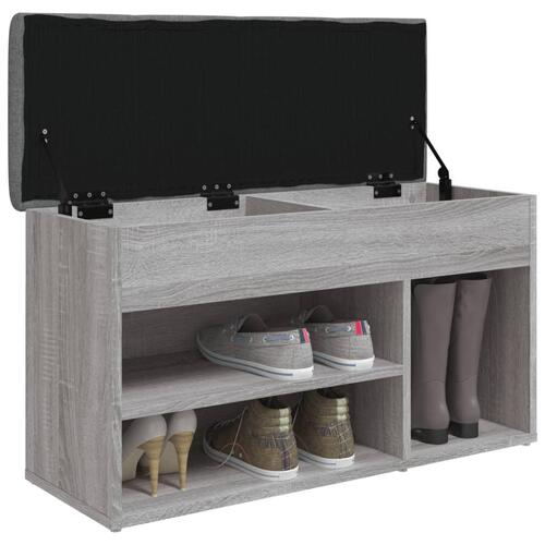 Skobænk 82x32x45,5 cm konstrueret træ grå sonoma-eg