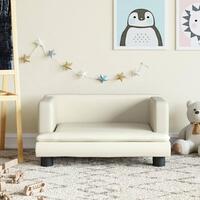 Sofa til børn 60x40x30 cm kunstlæder cremefarvet