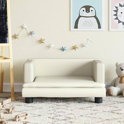 Sofa til børn 60x40x30 cm kunstlæder cremefarvet