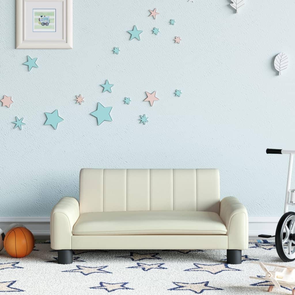Sofa til børn 70x45x30 cm kunstlæder cremefarvet