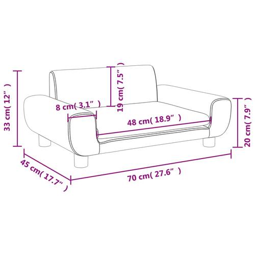 Sofa til børn 70x45x33 cm velour brun