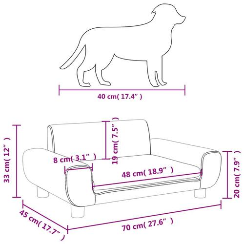 Hundeseng 70x45x33 cm velour brun